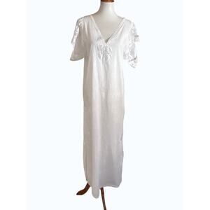 Fernando Sanchez Vintage Cotton Lace Maxi Nightgown Dress Medium USA